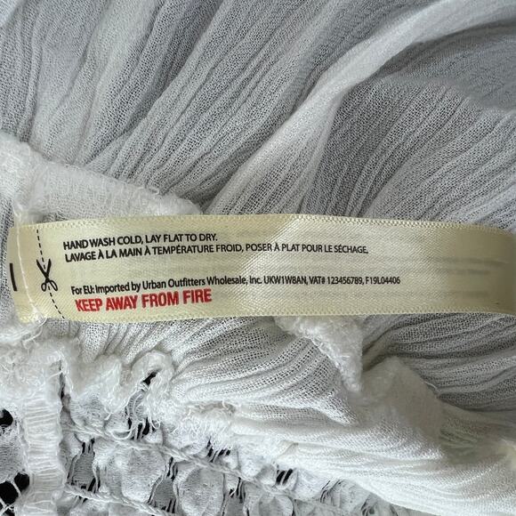 FREE PEOPLE ONE Adella White Crochet Lace Tiered Ruffle Peplum Cami Top Size M - Picture 8 of 9